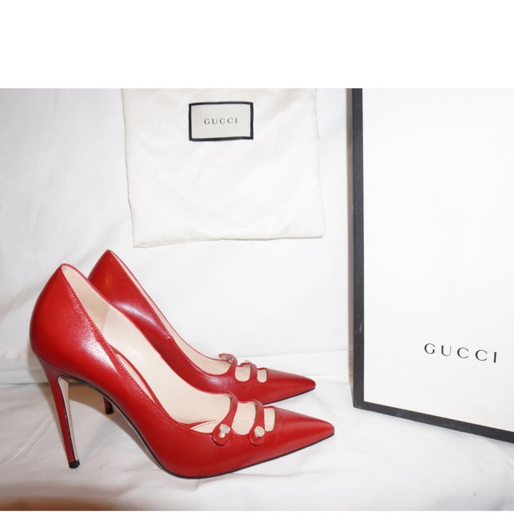Gucci/Malaga kid/ Hibiscus Red Pumps